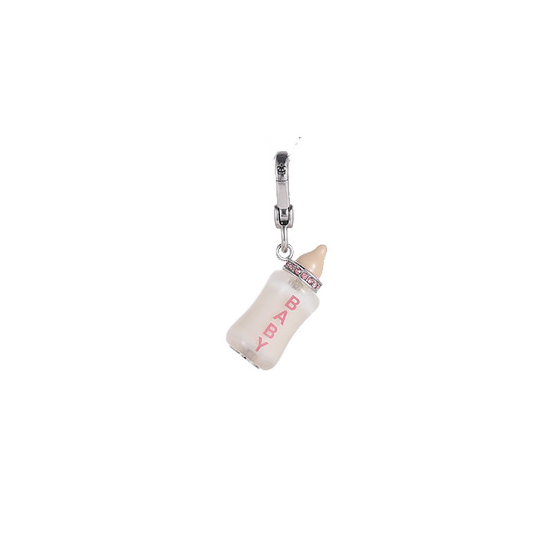 Enamel glazed diamond inlaid acrylic letter printing power bottle pendant necklace exquisite bottle pendant